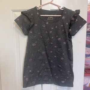 Gold foil pink star flutter sleeve shirt